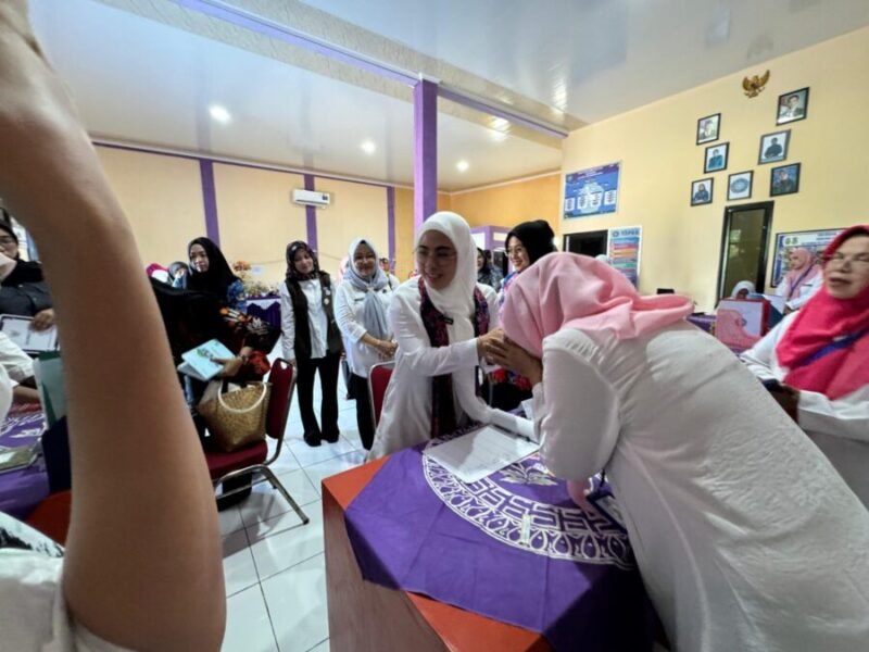 Tinawati Andra Soni meninjau Pelayanan Enam Standar Pelayanan Minimal (SPM) Posyandu Gurame Kampung Sukamulya RT 03 /RW 02 Desa Caringin