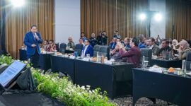 Menteri Ekonomi Kreatif, Teuku Riefky Harsya, menghadiri Yudhoyono Dialogue Forum (YDF) di Auditorium Museum dan Galeri SBY ANI, Pacitan, Jumat (6/2/2026).