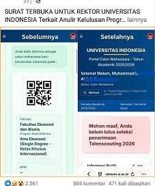 Surat Terbuka Soal Pembatalan Kelulusan Talent Scouting UI 2026 Viral di Media Sosial Surat Terbuka Soal Pembatalan Kelulusan Talent Scouting UI 2026 Viral di Media Sosial