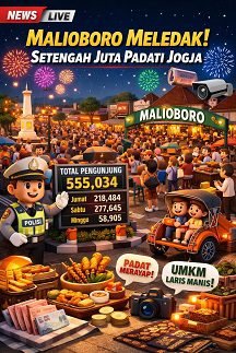 Lonjakan Wisatawan, Malioboro Dipadati Ratusan Ribu Pengunjung