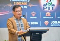 Sekretaris Utama BNPB, Dr. apt. Rustian, S.Si., M.Kes., memberikan sambutan dalam acara Pertemuan Ilmiah Kebencanaan ke-9 di UMY