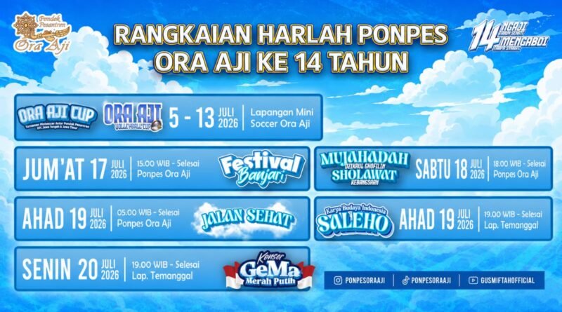 Pondok Pesantren Ora Aji Rayakan Harlah ke-14 dengan Ragam Kegiatan Seni, Budaya, dan Religi