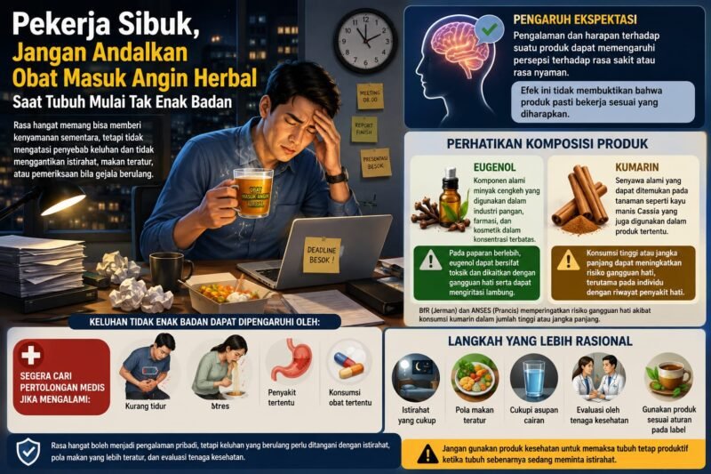 Pekerja Sibuk Diingatkan Tak Andalkan Obat Masuk Angin Herbal Saat Tubuh Mulai Tak Enak Badan