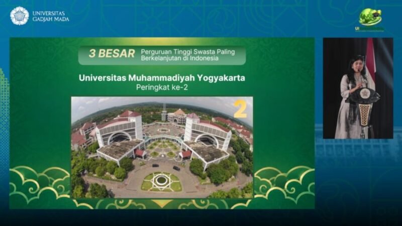Tangkapan layar pengumuman UIGM 2026 dengan UMY meraih peringkat 2 PTS paling berkelanjutan di Indonesia