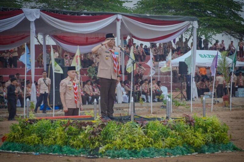 Gubernur Lampung Rahmat Mirzani Djausal memimpin Apel Besar Hari Pramuka ke-65 Tahun 2026 yang mengusung tema 