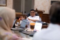 Gubernur Banten Andra Soni memimpin rapat pembahasan Rancangan Pergub tentang Corporate University di Gedung Negara Provinsi Banten, Kota Serang