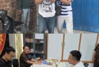 Terpidana YAKH alias Tio diamankan Tim Tabur Kejati Banten di Kabupaten Tegal (atas), lalu dibawa ke kantor kejaksaan untuk proses serah terima kepada Jaksa Eksekutor (bawah).