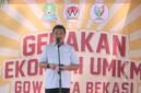 Wakil Wali Kota Bekasi Abdul Harris Bobihoe menyampaikan sambutan pada Gerakan Ekonomi UMKM GOW Kota Bekasi.