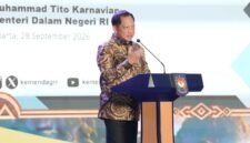Menteri Dalam Negeri Muhammad Tito Karnavian menyampaikan sambutan pada Apresiasi Pemerintah Daerah Berprestasi 2026 Batch II Regional Papua di Jakarta, Senin (28/9/2026).
