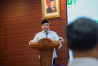 Achmad Dimyati Natakusumah memberikan sambutan sekaligus arahan pada Sosialisasi Pengelolaan ZIS-DSKL BAZNAS