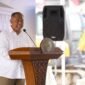 Foto Bupati Sleman, Harda Kiswaya menyampaikan sambutannya dalam acara Peletakan Batu Pertama SMP MSUS yang diinisasi oleh UMY