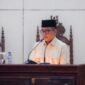 Andra Soni menyampaikan penjelasan usulan perubahan Perda Pengelolaan Barang Milik Daerah (BMD) dalam Rapat Paripurna DPRD Provinsi Banten di Kota Serang.